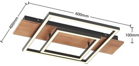 Lucande Chariska stropné LED drevo čierna 60 cm