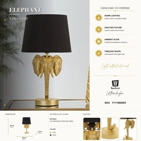 Stolná lampa Elephant 43 cm čierno-zlatá