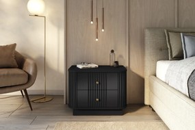 Sada nočných stolíkov Vespera 56 cm na sokli - čierna / zlatá