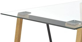 Jedálenský stôl so sklenenou doskou 140 x 80 cm svetlé drevo/čierna TACOMA Beliani