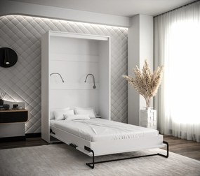 Sklápacia posteľ Peko 120x200cm, biala/dub artisan, vertikálne