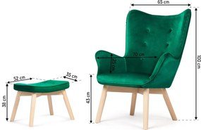 SOFOTEL Kreslo s opierkou na ruky a podnožkou Norse 2046 - tmavozelené