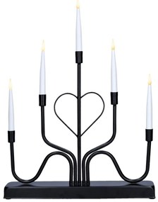 Elektrický svietnik, 2x AA batérie, 5 sviečok, čierna