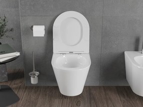 Mexen Rico, závesná WC misa 490x360x370 mm, Rimless Tornádo + WC sedadlo z duroplastu, biela lesklá, 30720300T