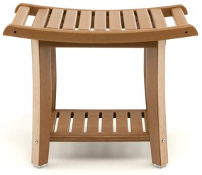 Vodotesná sprchová lavica/stolička so zaobleným sedadlom, 60,5 x 34 x 48 cm, hnedá