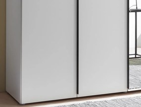 Šatníková skriňa so zrkadlom Kevo, 225 cm, biela