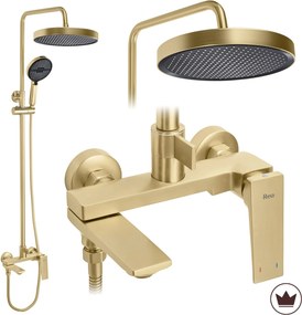 Rea Prime, sprchový set s vaňovým výtokom, zlatá matná, REA-P7624
