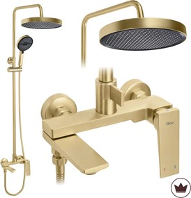 Rea Prime, sprchový set s vaňovým výtokom, zlatá matná, REA-P7624
