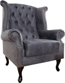 Bighome - Kreslo CHESTERFIELD ANTIK - sivá