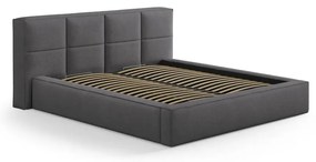 Tmavosivá čalúnená dvojlôžková posteľ s úložným priestorom s roštom 200x200 cm Simon Darren – Micadoni