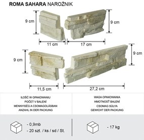Betónový Obkladový Kameň Roma Sahara Rohový