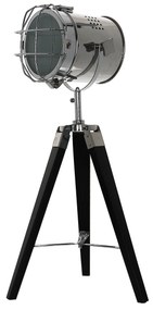 Dekorstudio Podlahová lampa TRIPOD na čiernej trojnožke s chrómovaným tienidlom