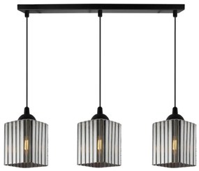 Závesné svietidlo Riffle Square, 3x grafitové sklenené tienidlo, b