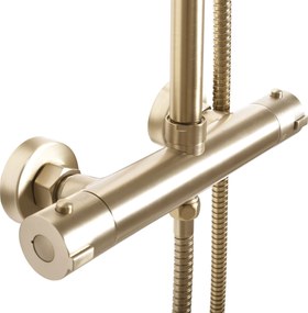 Rea Bliss, termostatická sprchová sada s hornou dažďovou sprchou, zlatá matná, REA-P8413