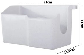 VERK GROUP Nástenný držiak na fén s organizérom s 3 priehradkami a háčikmi, biely