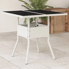 Záhradný stôl so sklenenou doskou biely 80x80x75 cm polyratan 368132