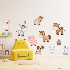 60x120cm Baby zvieratká z farmy - textilná nálepka na stenu