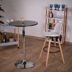 Kondela Barový stôl s nastaviteľnou výškou, čierna, priemer 60 cm, BRANY 2 NEW