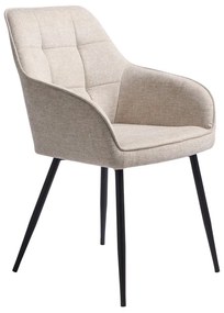 Béžové čalúnené jedálenské kreslo s podrúčkami Nolan – Unique Furniture
