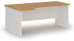 Rohový kancelársky písací stôl PRIMO WHITE, 180x120 cm, ľavý, biela/buk
