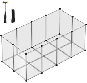 Ohrádka pre malé a domáce zvieratá s podlahou, plastová DIY klietka, 145 x 72 x 57 cm, biela