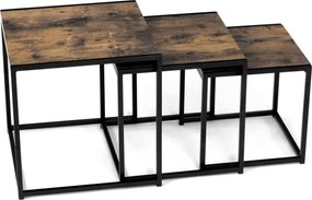 Sada 3 konferenčných stolíkov old wood AF-3003 OLW