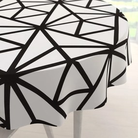 Biante Bavlnený okrúhly obrus Sandra SA-577 Čierne geometrické vzory na bielom Ø 100 cm