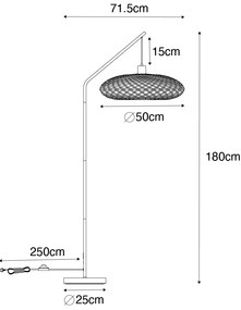Orientálna stojaca lampa čierna bambus - Ostrava