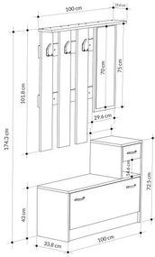 Predsieňová stena Houseland Rudolf zafírový dub/biela