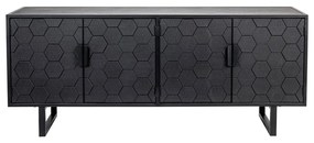Čierna nízka komoda z borovicového dreva 140x58 cm Linc - White Label