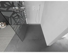 Mexen Kioto, Walk-In sprchová zástena 90 x 200 cm, 8mm sklo číre/biely vzor, biely profil, 800-090-101-20-85