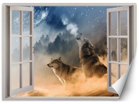 Fototapeta, Pohled z okna Vlk Zvíře Příroda Abstrakt - 210x150 cm