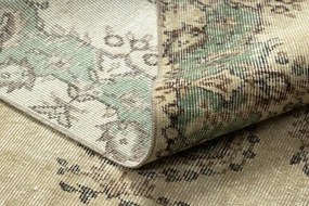 Ručne tkaný vlnený koberec Vintage 10005 ornament / kvety, béžový / zelený