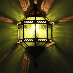 Marocká nástenná lampa Trombi zelená