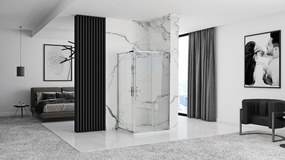 Rea Punto, sprchovací kút 90x90x190 cm, 5mm číre sklo, chrómový profil + čierna sprchová vanička Savoy, KPL-K1008