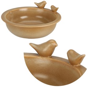 Napájadlo pre vtáky Birdie, 9,5x24 cm, keramika, béžová