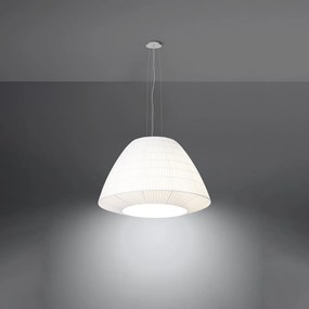 Závesné svietidlo Bella, 1x biele textilné tienidlo, (biele sklo), (fi 60 cm)