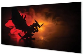 Sklenený obraz Čierny drak mraky 140x70 cm