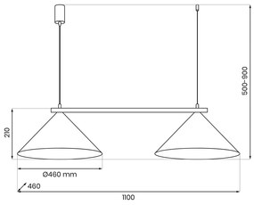 Závesné svietidlo Capital, 2x zelené kovové tienidlo, (fi 46cm), gr