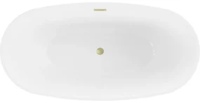 Mexen Eris, voľne stojaca vaňa 180 x 80 cm, biela, zlatý matný prepad, 53441808000-55