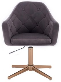 LuxuryForm DESIGN Kreslo ANDORA VELUR na zlatom kríži - tmavo šedé