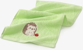 Goldea detský froté uterák - ježko s jabĺčkom na zelenej 30 x 50 cm