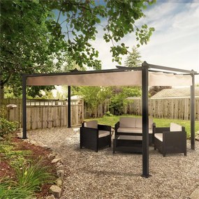 Blumfeldt Pantheon, pergola, prístrešok, 3 x 4 m, hliník, strieška proti slnku, polyester, béžová