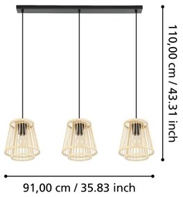 Eglo 43853 - Luster na lanku HYKEHAM 3xE27/40W/230V