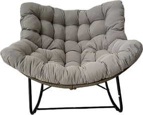 Garden Line Hojdacia stolička SVINGA 112 x 104 x 69 cm hnedý ratan, sivé vankúše