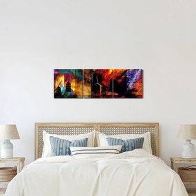 Obraz - Farebná abstrakcia mesta (s hodinami) (90x30 cm)