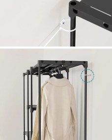 Šatníková skriňa, Stojan na Oblečenie, 43 x 182 x 182 cm, čierna