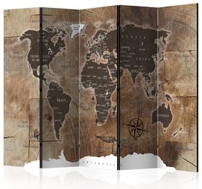 Artgeist Paraván - Room divider – Map on the wood