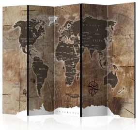 Artgeist Paraván - Room divider – Map on the wood