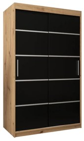 Posuvná skriňa VETORA - dub artisan/čierna / 120